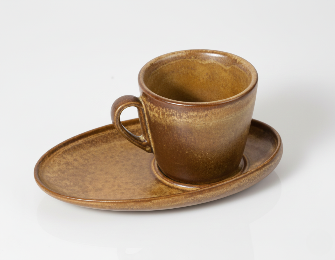 AURA Sablestone Cup & Saucer Set – Cup: 8 × 7 × 7 cm | Saucer: 17 × 11 × 2.4 cm