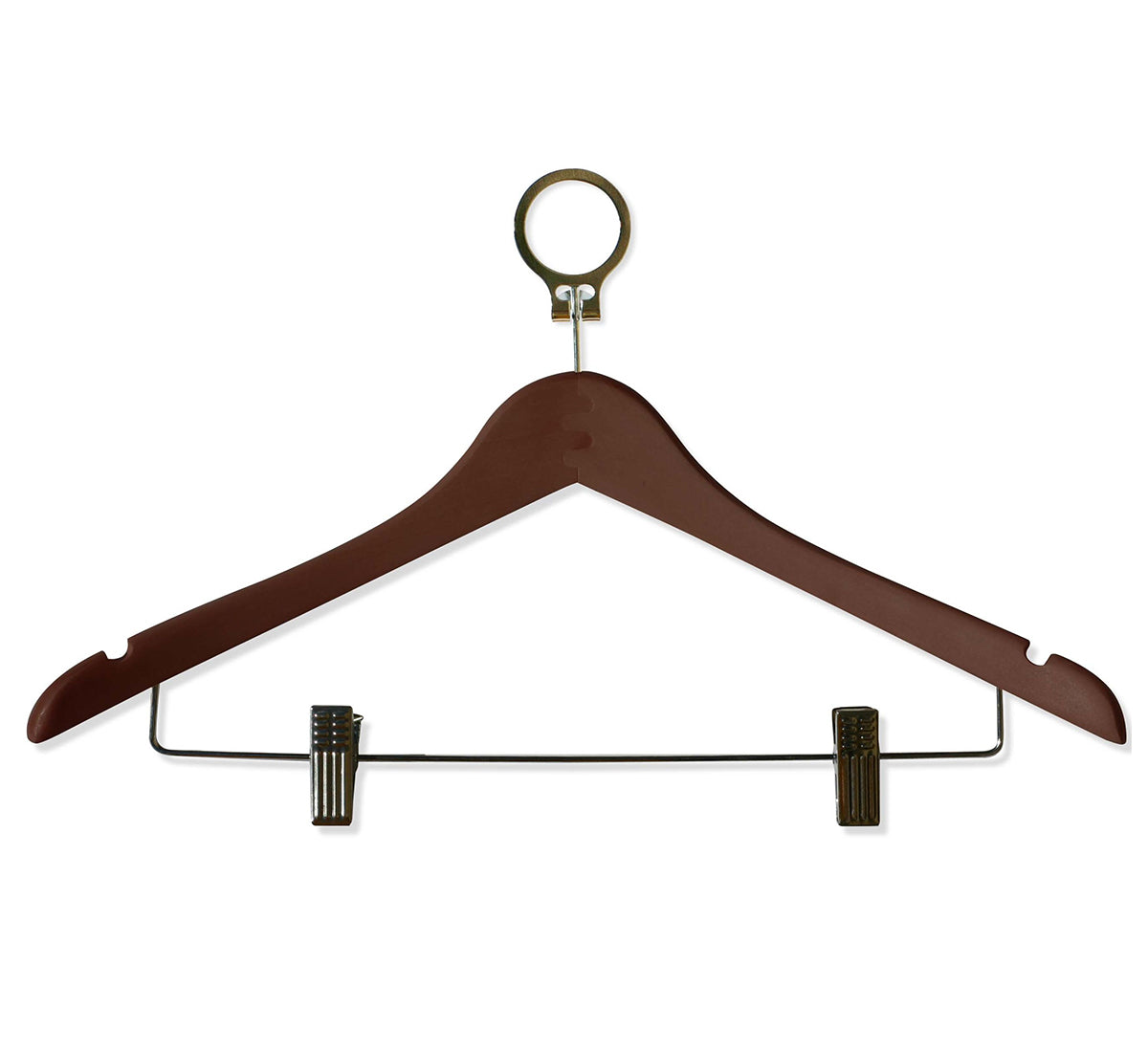 DINER WARES Wooden Anti Theft Clip Hanger Hanger Dark Brown color