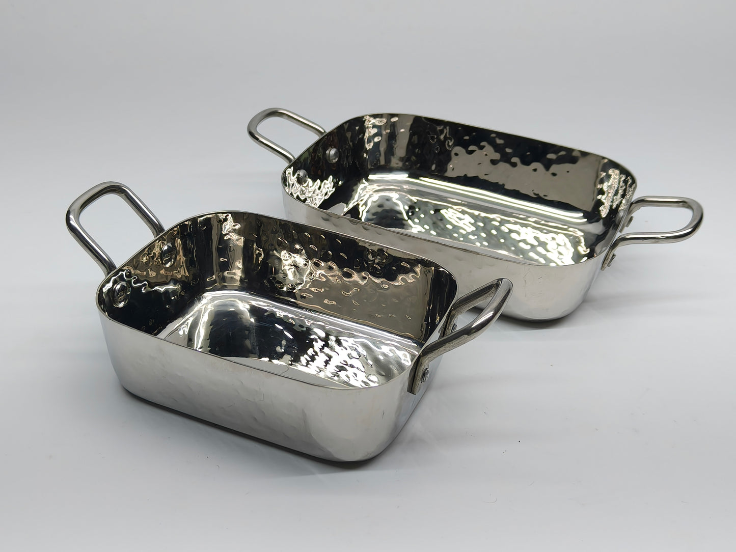 DW Rectangular Pan SS Hammered with Wire Handle