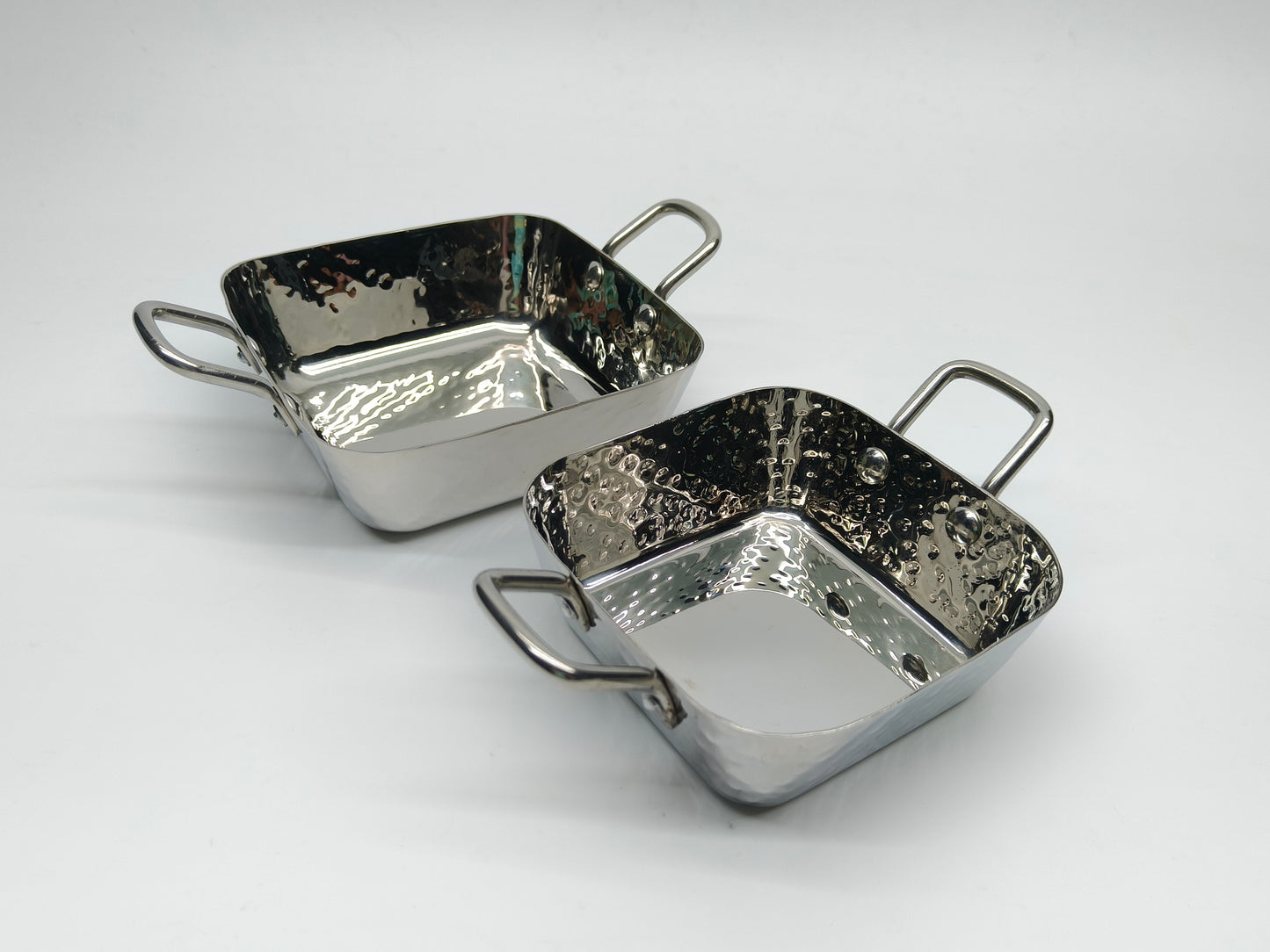 DW Square Deep Pan SS Hammered with Wire Handle