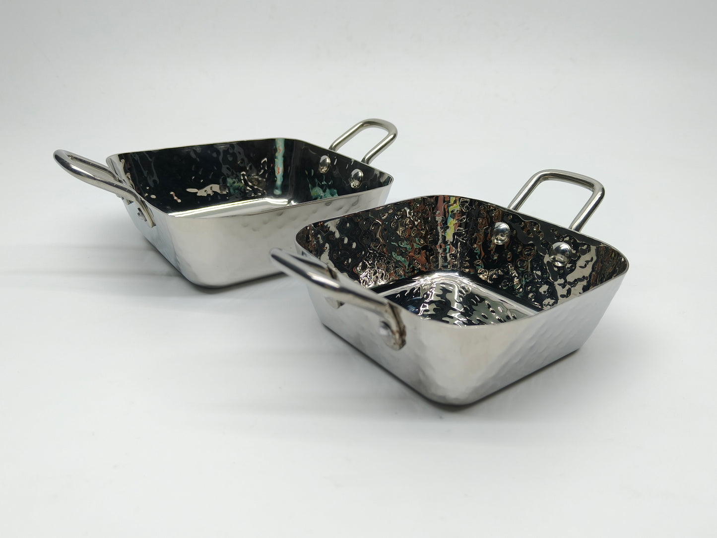 DW Square Deep Pan SS Hammered with Wire Handle