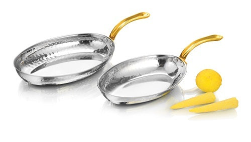DW Oval Pan SS with Brass Handle Hammered