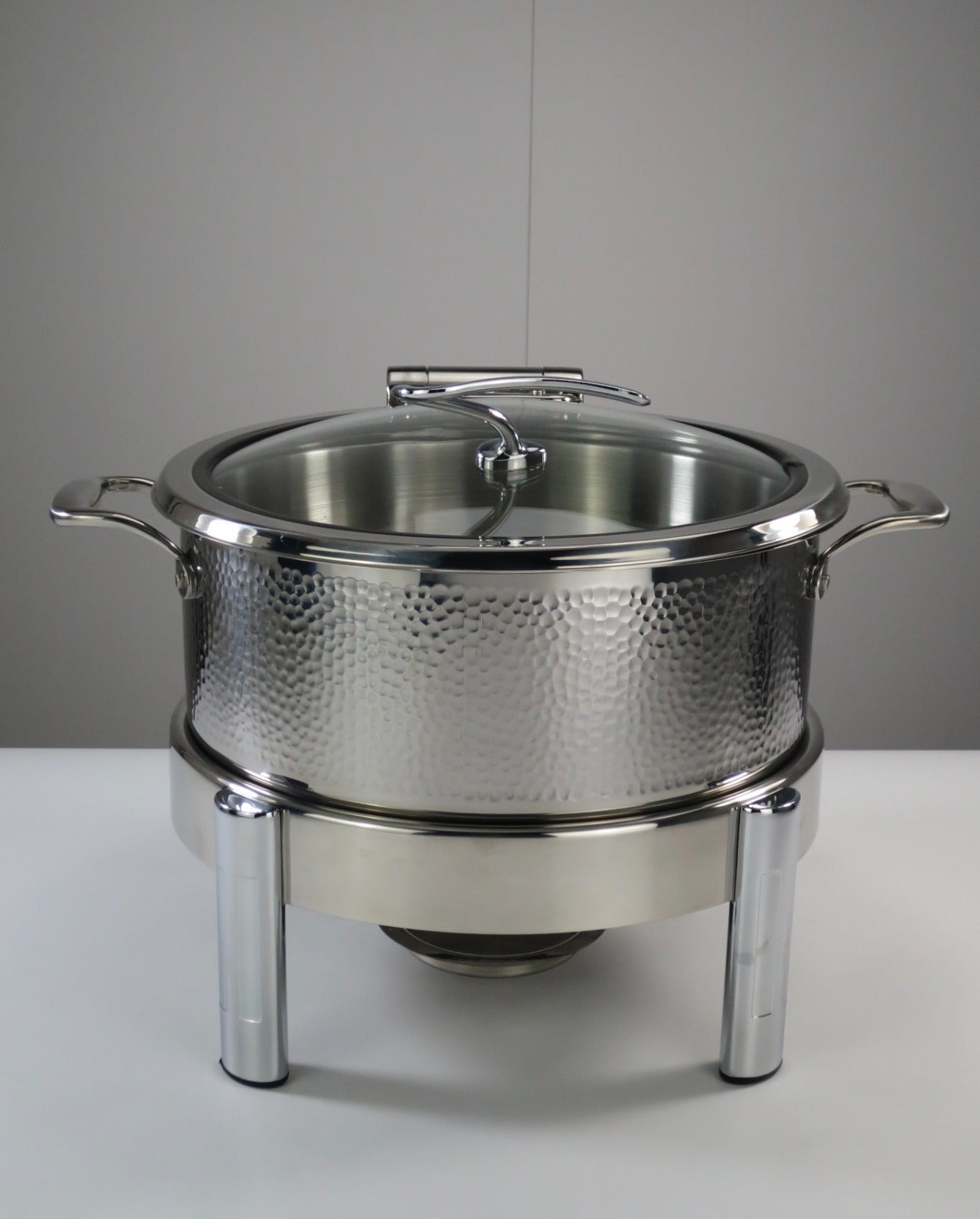 DINER WARES Chafing Dish SS with Hammered Finish & Induction Sandwhich Bottom 4.5 ltr