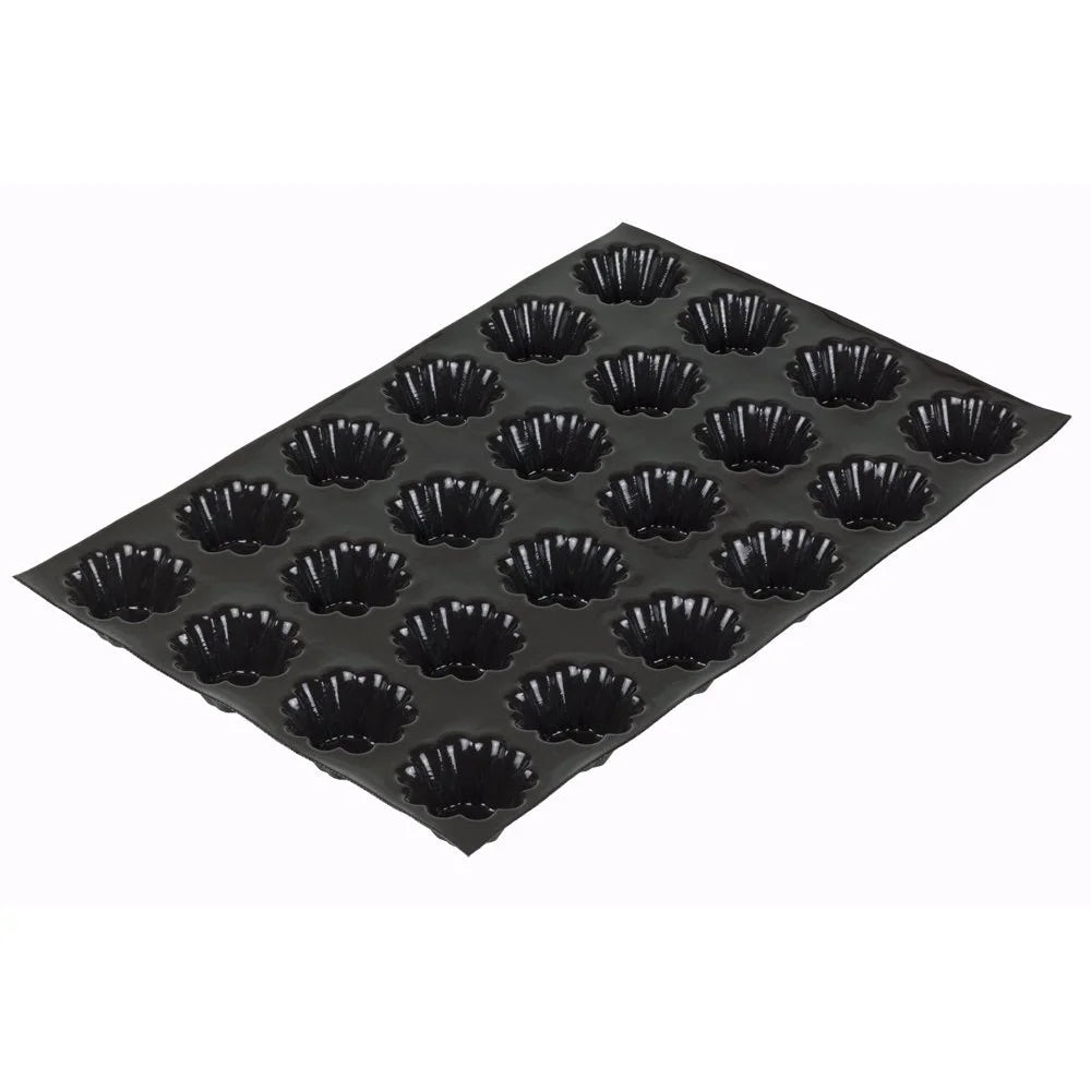DINER WARES Black Teflon Coated Tray Mould 60 x 40 cm, Flower Shaped Slots