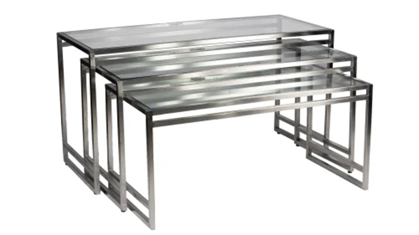 DINER WARES Nesting Table with Glass Top 800 x 600 x 650 mm