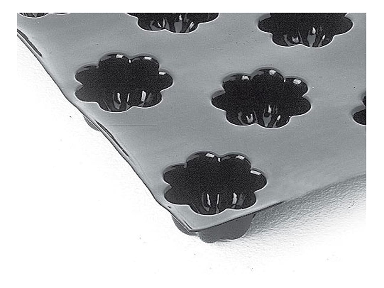 DINER WARES Black Teflon Coated Tray Mould 60 x 40 cm, Flower Shaped Slots