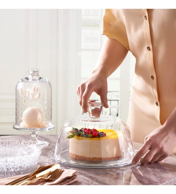PASABAHCE PETITE PATISSERIE Serv Plate w/Dome 153mm