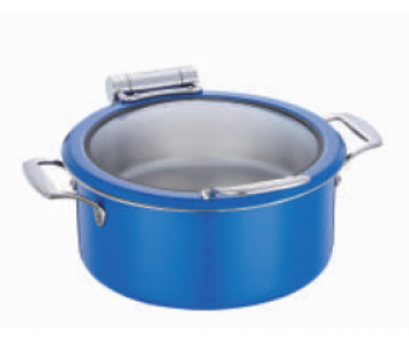 DINER WARES Chafing Dish SS with Glass Window & Induction Sandwhich Bottom 4.5 ltr. [Blue]