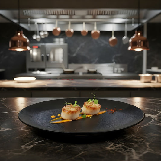 AURA Pinched Edge Oval Plate Charcoal Black