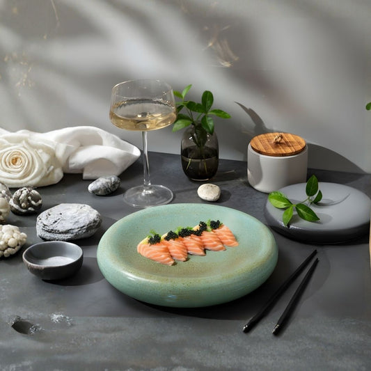 AURA Round Pedestal Bowl Aqua