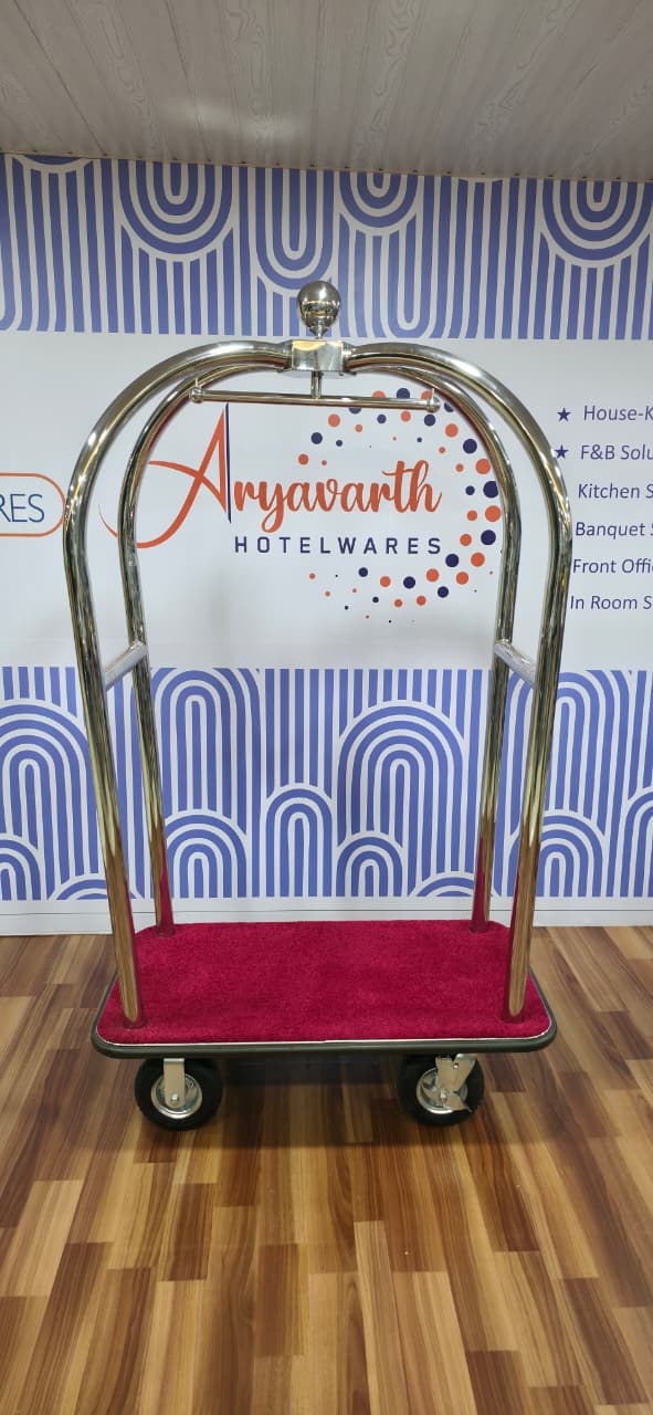 DW Bird Cage Trolley with Red / Black Carpet SS304  8" Pneumatic Wheels Premium