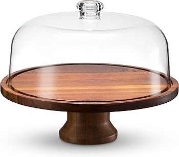 DINER WARES Acacia Wood Cake Plate With PC Cover D-27 x H-21 cms