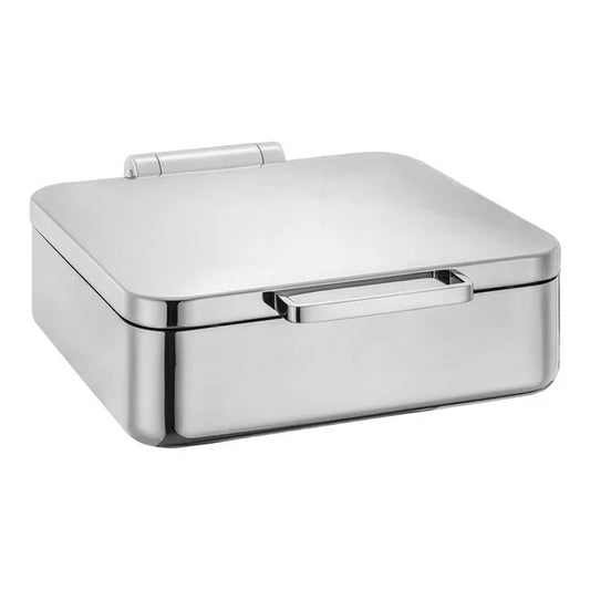 DW 2/3 Size Square Induction Chafing Dish With Ss Lid - Sandwich Bottom 6 ltr, Full 304 SS Body, Lid stops at 60 degrees, Condensation flows into Water Container