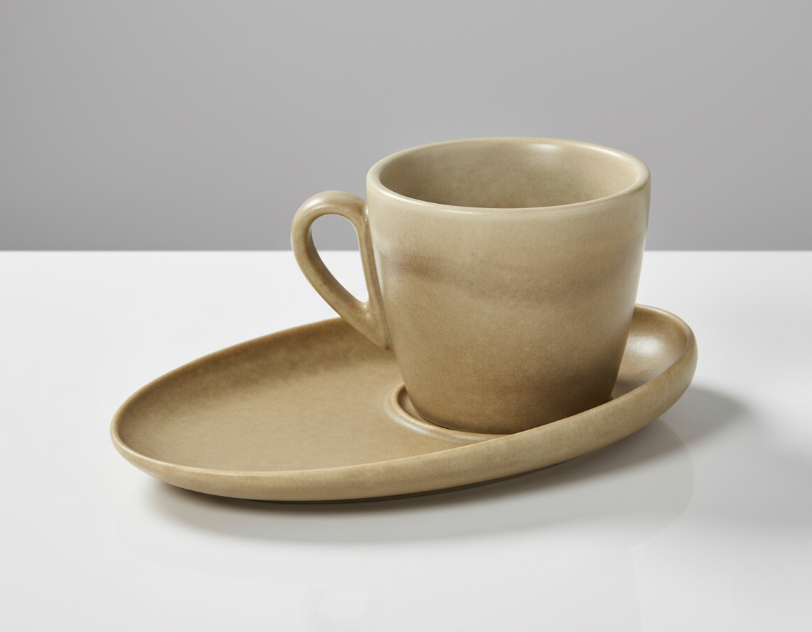 AURA Sablestone Cup & Saucer Set – Cup: 8 × 7 × 7 cm | Saucer: 17 × 11 × 2.4 cm