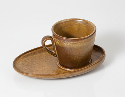 AURA Sablestone Cup & Saucer Set – Cup: 8 × 7 × 7 cm | Saucer: 17 × 11 × 2.4 cm