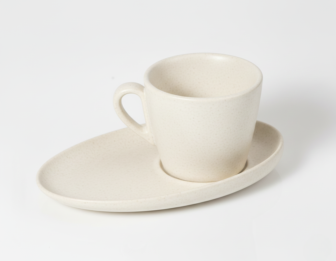 AURA Sablestone Cup & Saucer Set – Cup: 8 × 7 × 7 cm | Saucer: 17 × 11 × 2.4 cm