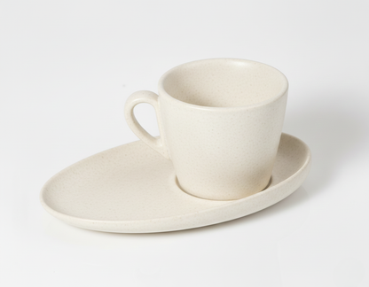 AURA Sablestone Cup & Saucer Set – Cup: 8 × 7 × 7 cm | Saucer: 17 × 11 × 2.4 cm