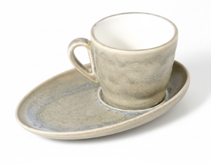 AURA Sablestone Cup & Saucer Set – Cup: 8 × 7 × 7 cm | Saucer: 17 × 11 × 2.4 cm