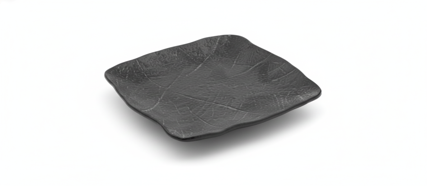 AURA Square Textured Small Plate Charcoal Black