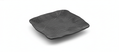 AURA Square Textured Small Plate Charcoal Black