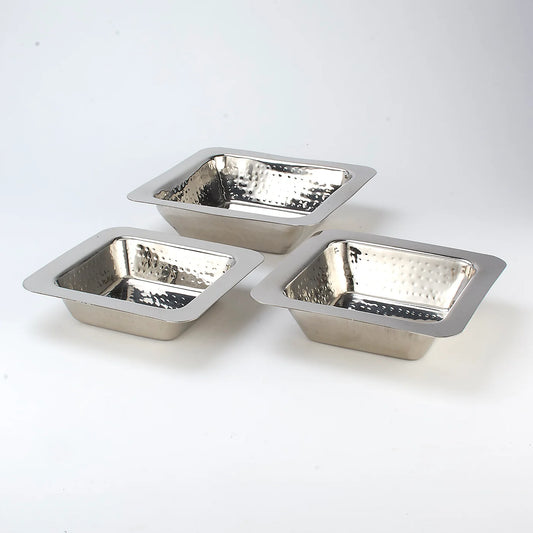 DW Square Entrée Dish SS Hammered Single Wall