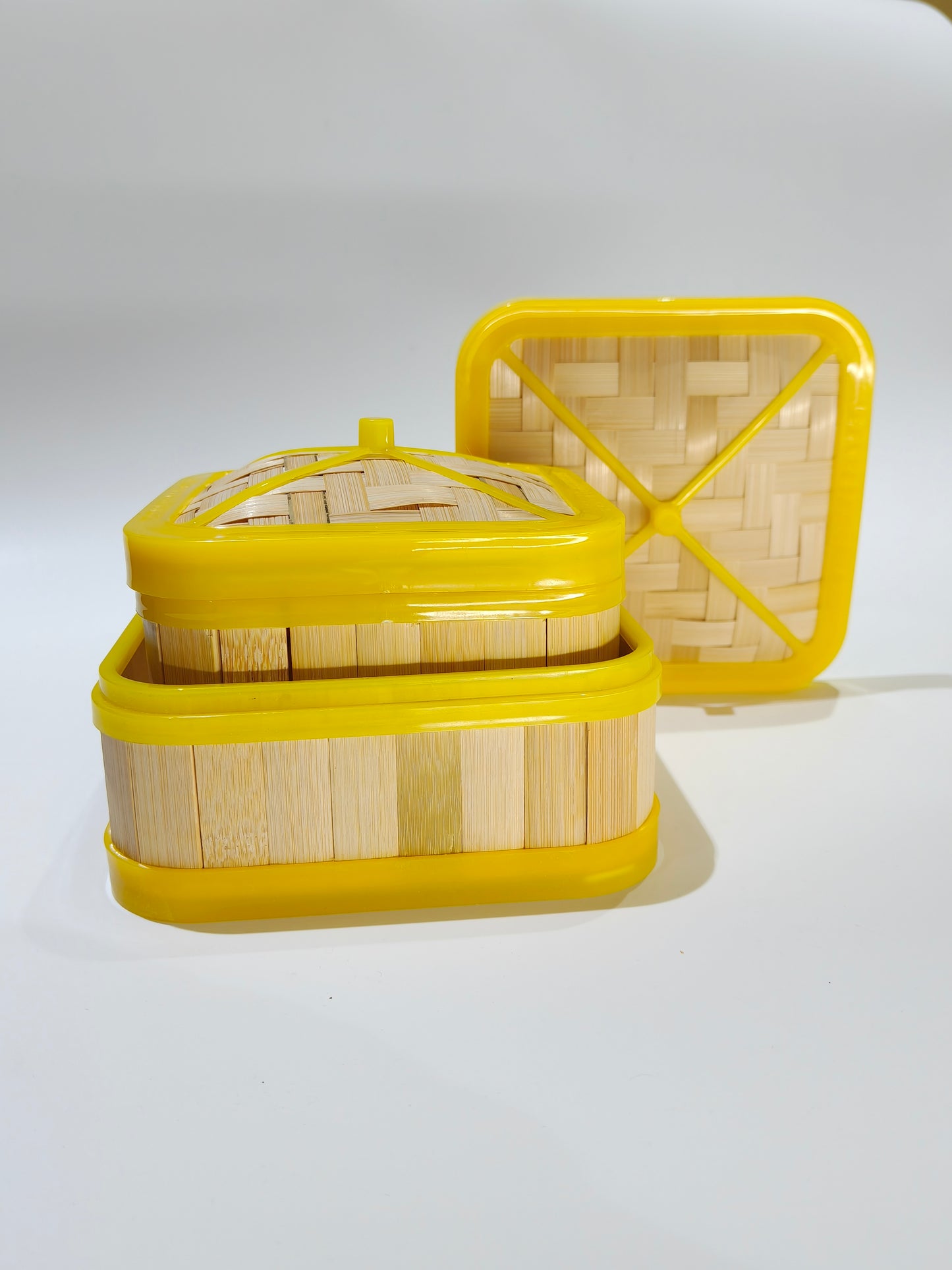 DINER WARES Dim Sum Basket Square with Yellow Border