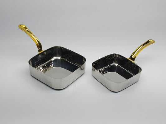 DW Square Pan SS Hammered with Brass Handle