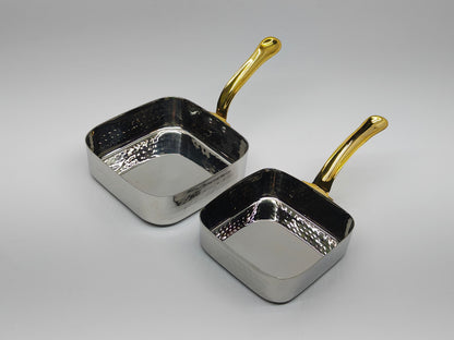 DW Square Pan SS Hammered with Brass Handle
