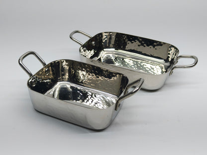 DW Rectangular Pan SS Hammered with Wire Handle