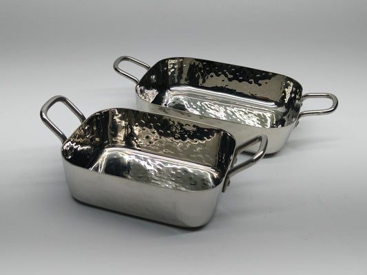 DW Rectangular Pan SS Hammered with Wire Handle