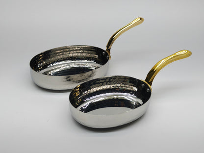 DW Oval Pan SS with Brass Handle Hammered