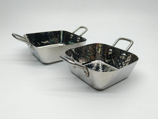 DW Square Deep Pan SS Hammered with Wire Handle