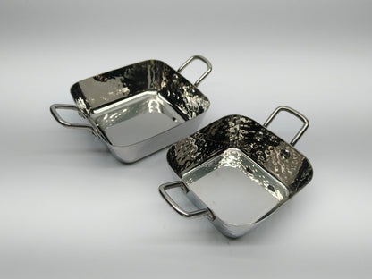 DW Square Deep Pan SS Hammered with Wire Handle