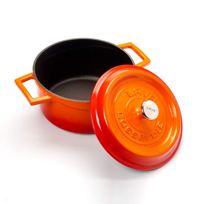 LAVA 20cm Enameled Cast Iron Round Casserole - 2.82L Dutch Oven