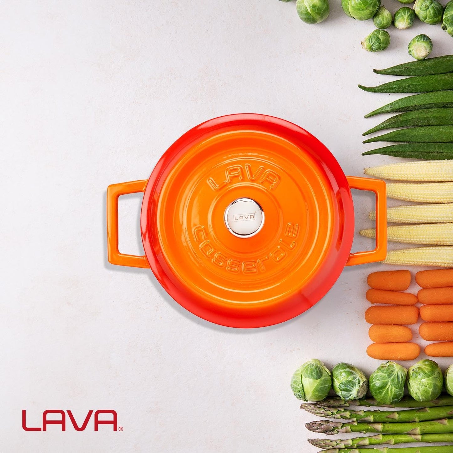 LAVA 20cm Enameled Cast Iron Round Casserole - 2.82L Dutch Oven