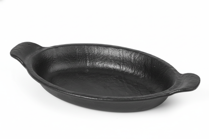 AURA Oval Dish with Handle Charcoal Black