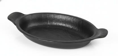 AURA Oval Dish with Handle Charcoal Black