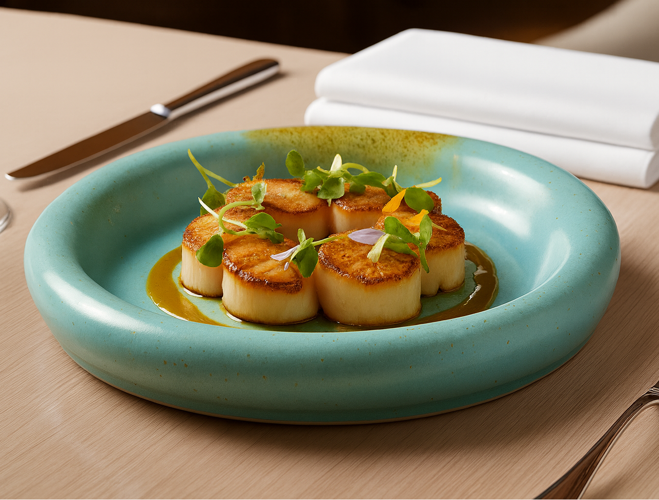 AURA Round Pedestal Plate Aqua