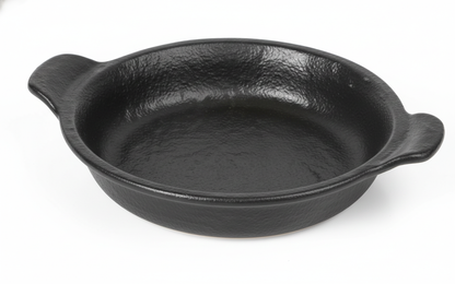 AURA Round Dish with Handle Charcoal Black