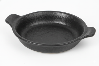 AURA Round Dish with Handle Charcoal Black