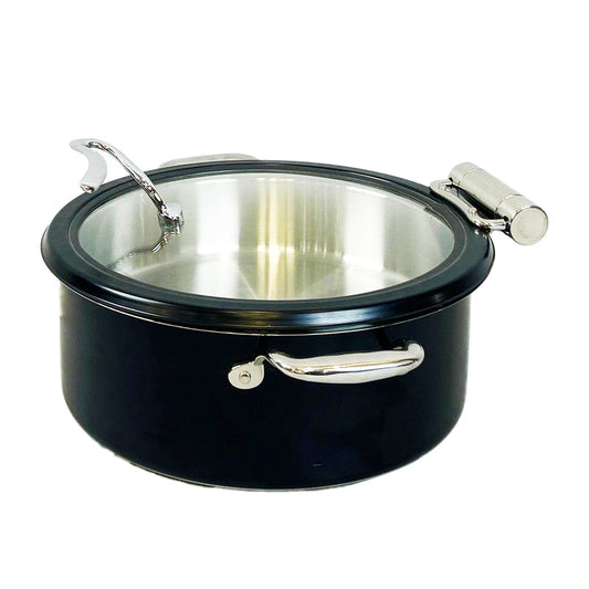 DINER WARES Chafing Dish SS with Glass Window & Induction Sandwhich Bottom 4.5 ltr. [Black]