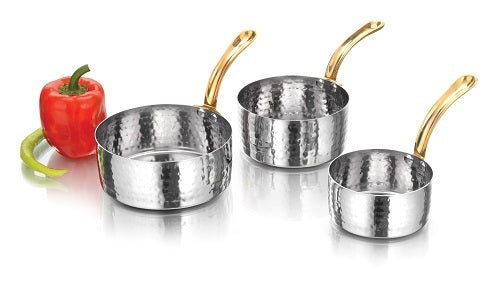 DW Sauce Pan SS with Brass Handle Hammered
