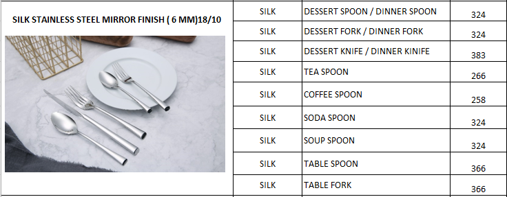 SHAPES Silk Design 18/10 Stainless Steel Cutlery – Mirror Finish | 6 mm Fine Dining Premium Series