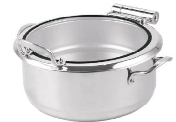DINER WARES Chafing Dish SS with Glass Window & Induction Sandwhich Bottom 4.5 ltr [Silver]