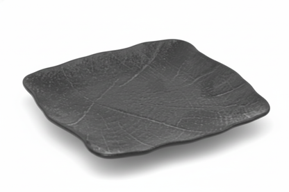 AURA Square Textured Small Plate Charcoal Black