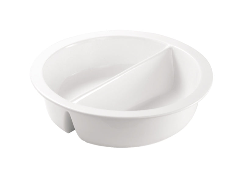DW Divided Porcelain Round Food Pan For Round Induction Chafing Dish 4 ltr.