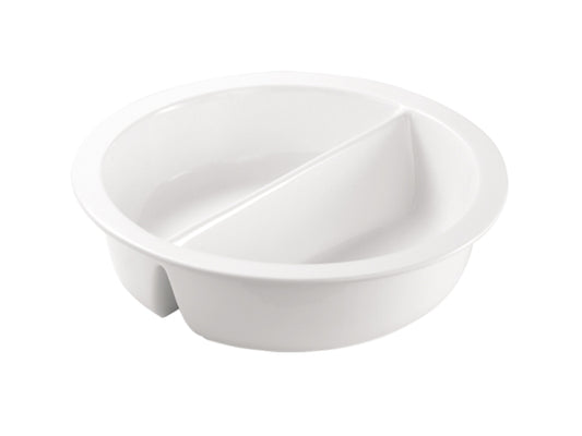 DW Divided Porcelain Round Food Pan For Round Induction Chafing Dish 4 ltr.