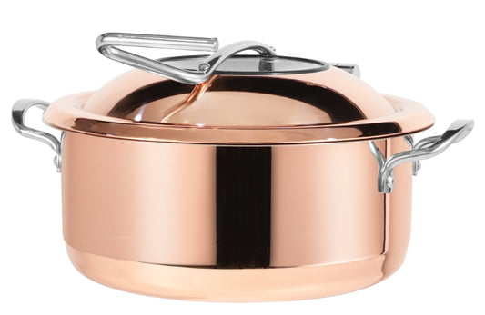 DINER WARES Chafing Dish SS with Glass Window & Induction Sandwhich Bottom 4.5 ltr. [Rose Gold]
