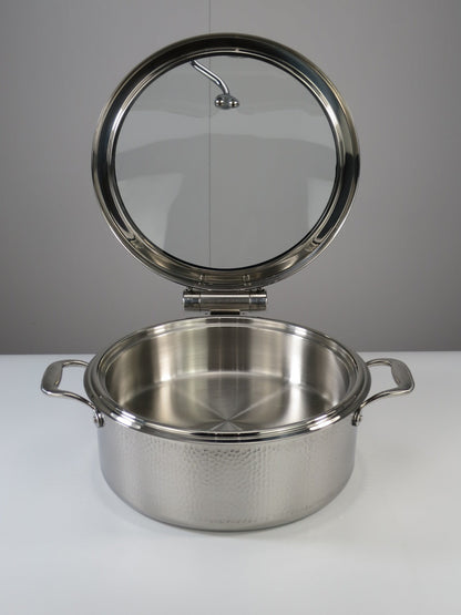 DINER WARES Chafing Dish SS with Hammered Finish & Induction Sandwhich Bottom 4.5 ltr