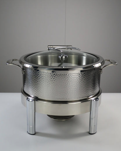 DINER WARES Chafing Dish SS with Hammered Finish & Induction Sandwhich Bottom 4.5 ltr